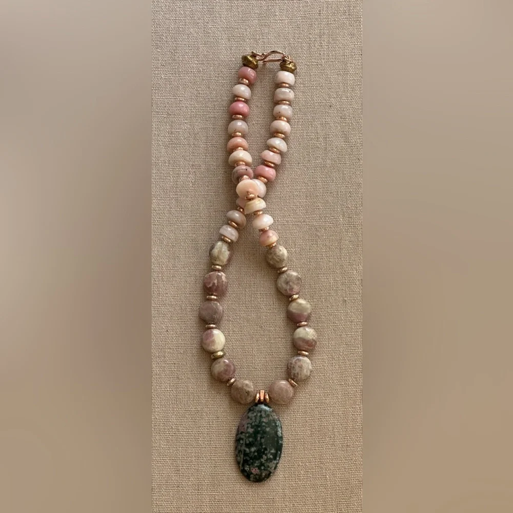 18-1/2 inch Peruvian Pink Opal bead necklace NWOT - Picture 4 of 13